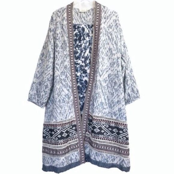 Anthropologie Jackets & Blazers - Anthropologie Maeve Blue Arwen Ikat Duster